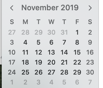 November calendar