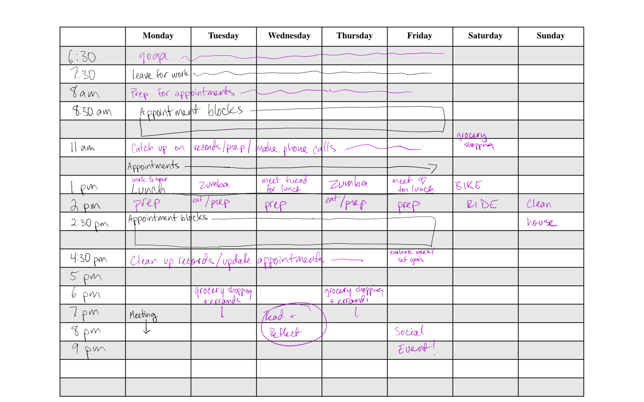 advisor weekly plan