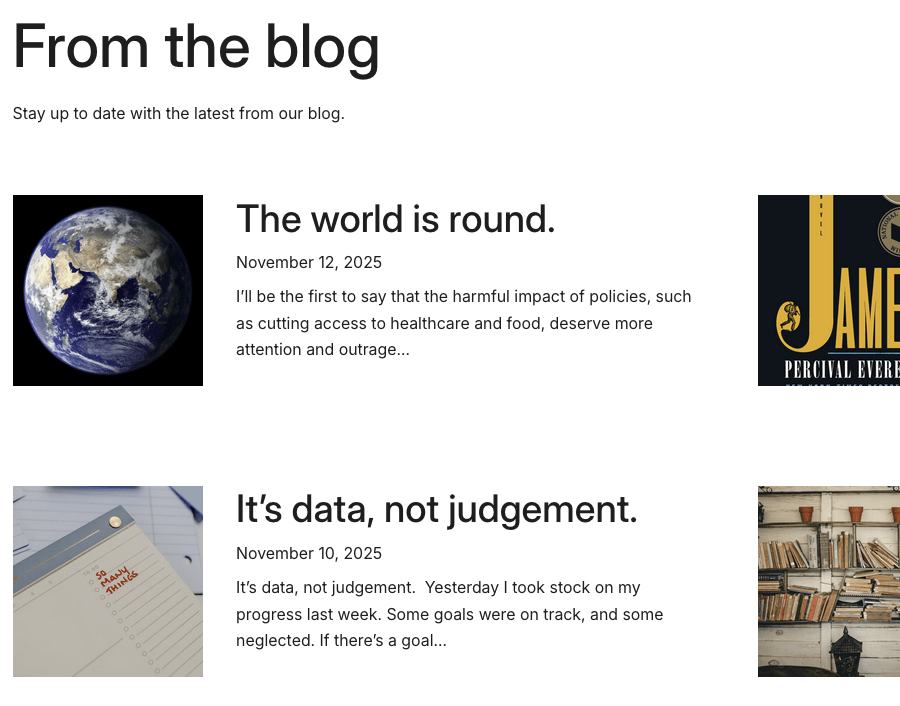 screenshot of this blog